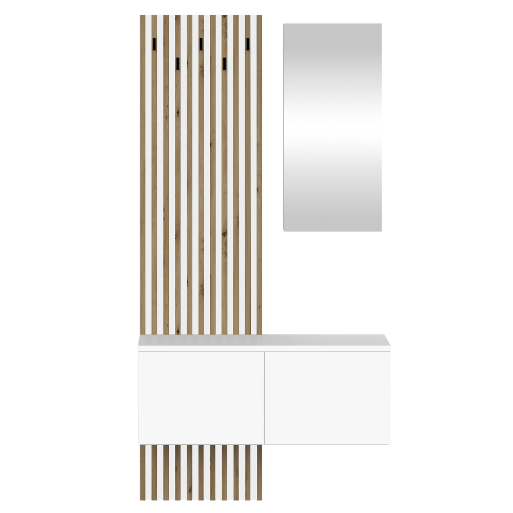 Set pentru hol, alb/stejar Artisan, REBEKA — imaginea 3