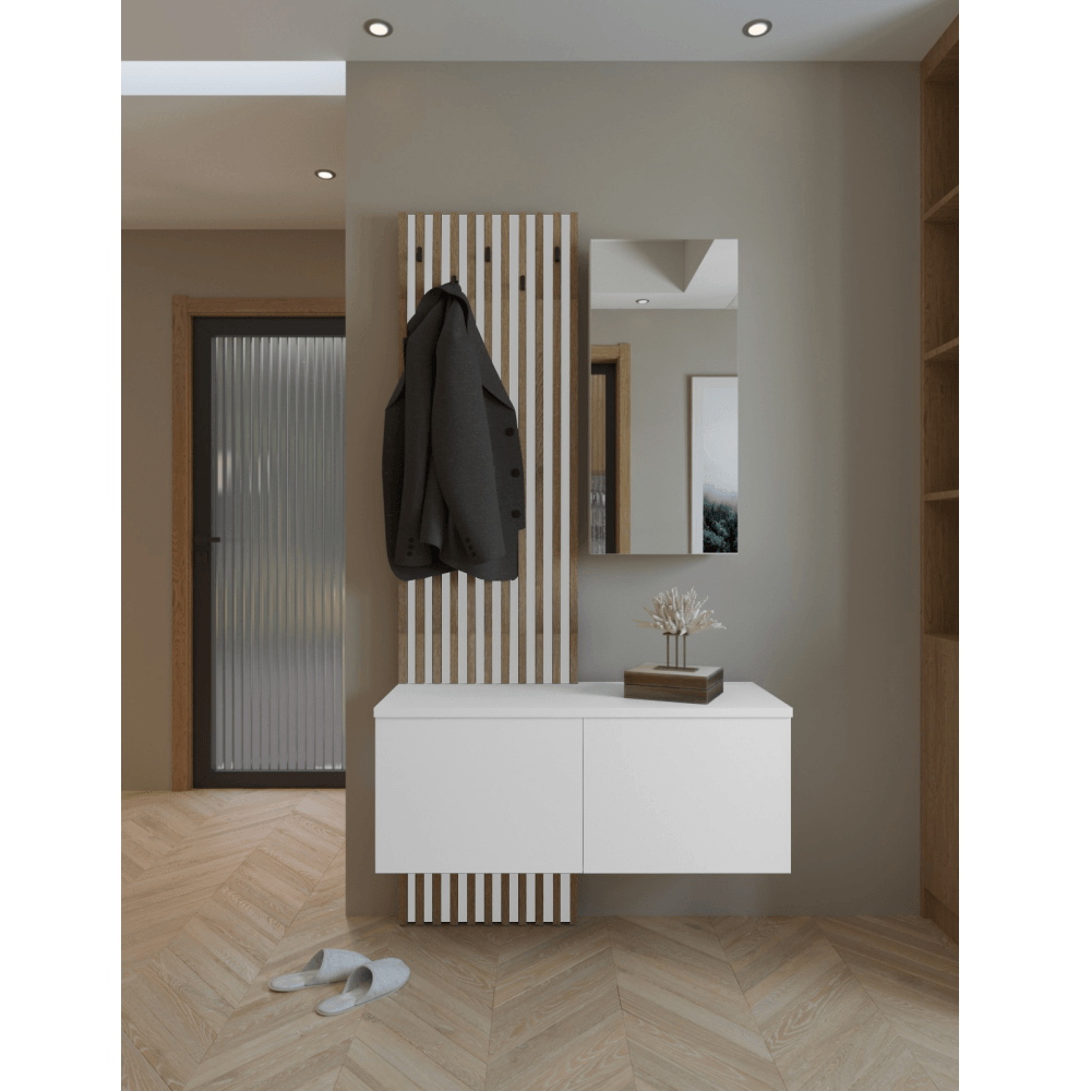 Set pentru hol, alb/stejar Artisan, REBEKA — imaginea 4