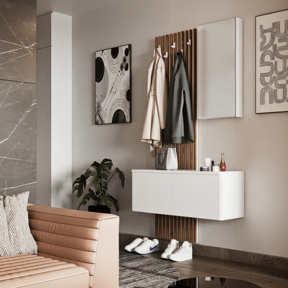 Set pentru hol, alb/stejar Artisan, REBEKA — imaginea 5