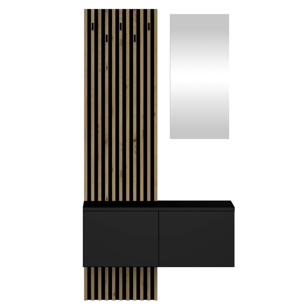 Set de hol, stejar negru/artisan, REBEKA — imaginea 3