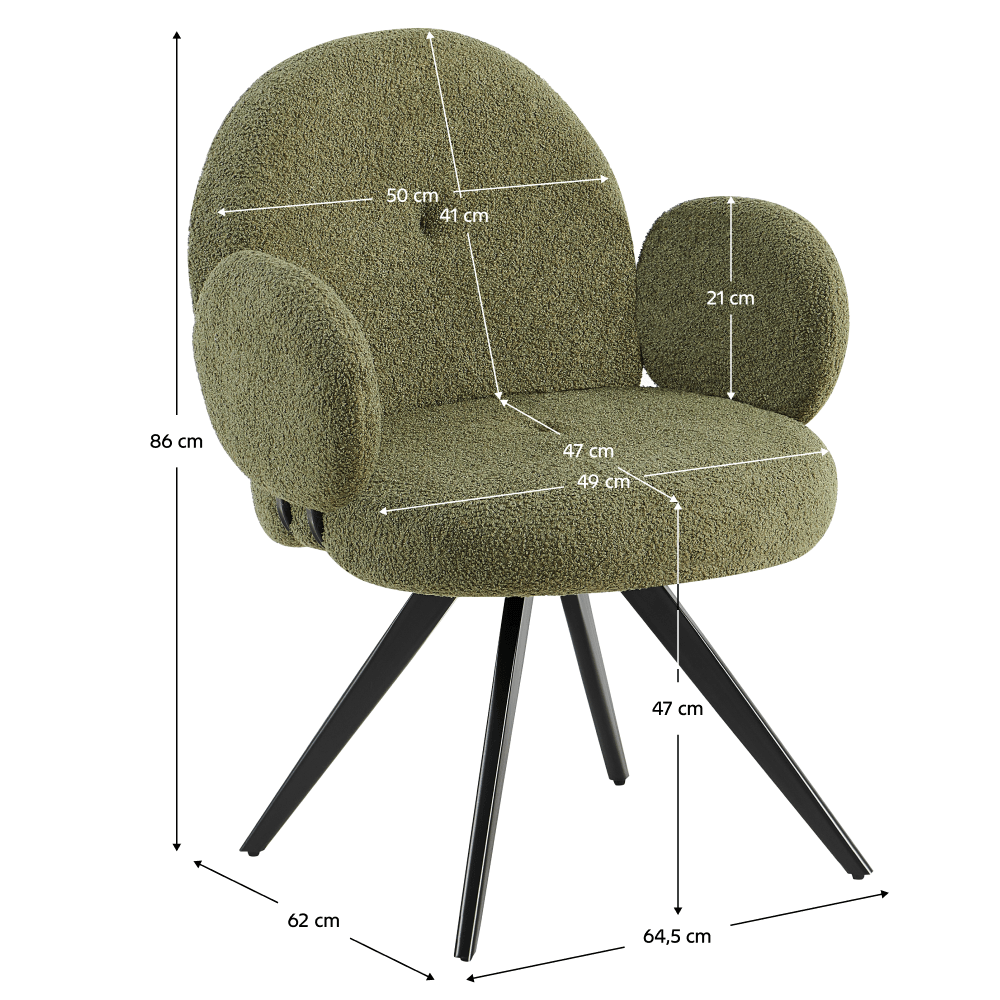 Scaun pivotant, verde/negru, VASALA — imaginea 3