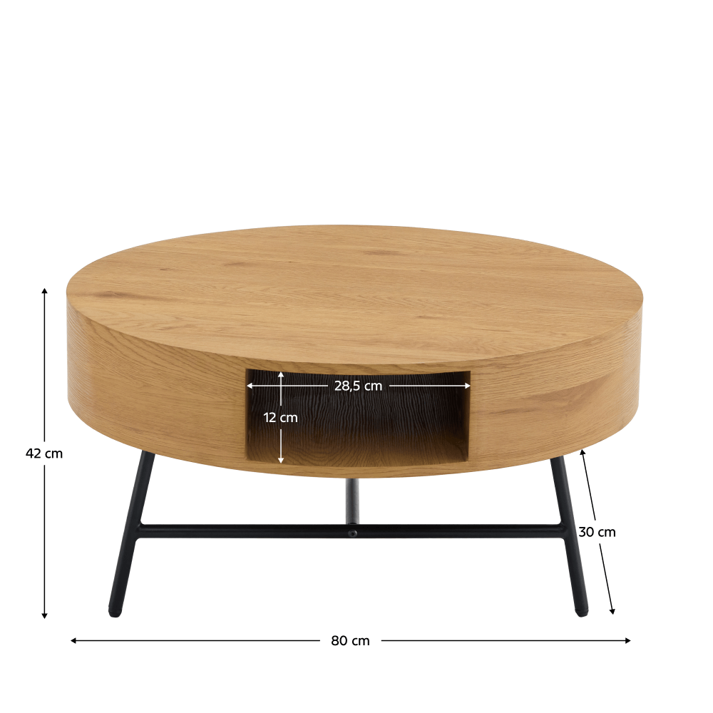 Masuta de cafea, stejar/negru, TARMON — imaginea 4