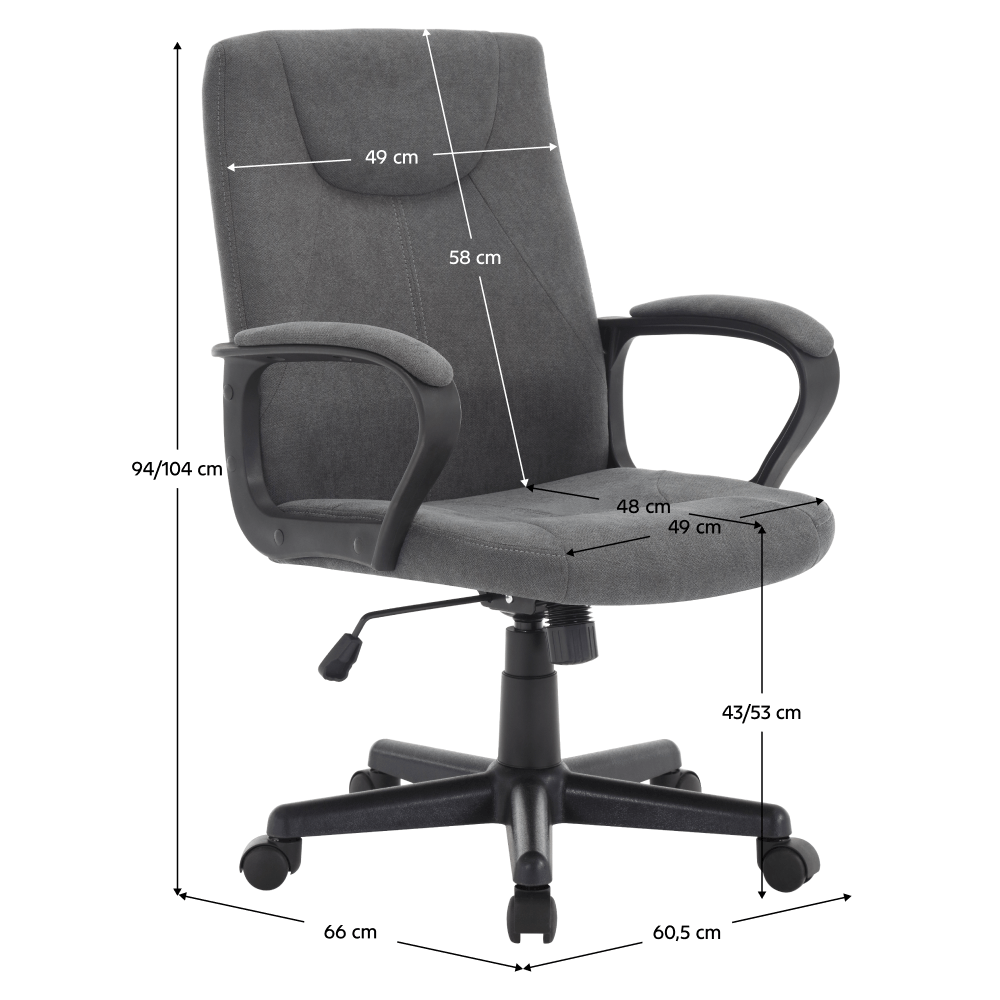 Scaun de birou, gri inchis/negru, REVIN — imaginea 2