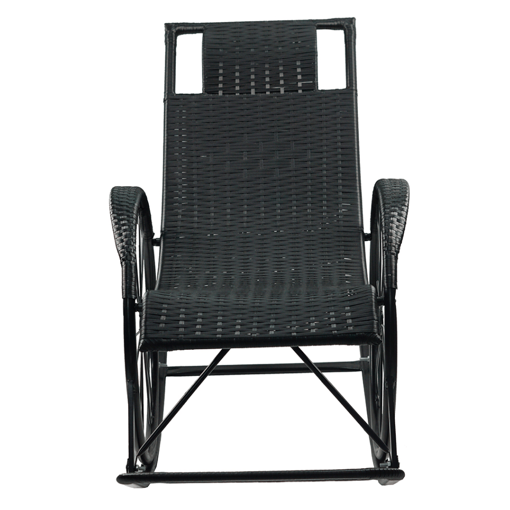 Scaun balansoar, ratan/metal, negru, ROKIN — imaginea 7