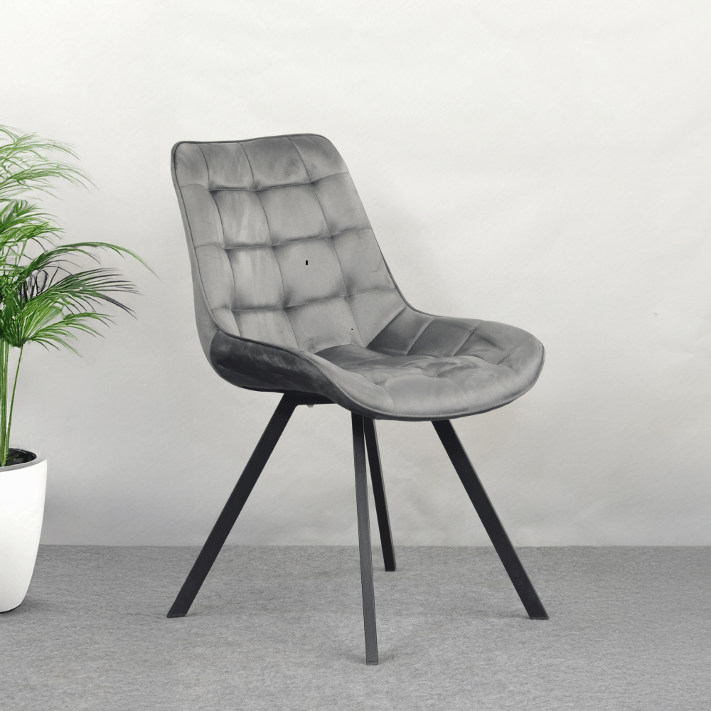 Scaun de sufragerie, tesatura Velvet gri inchis/negru, SAMIRA — imaginea 2