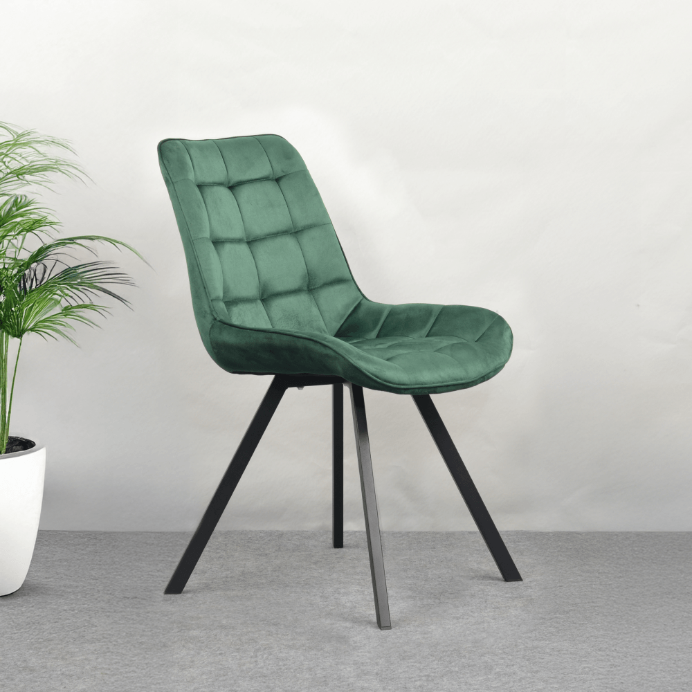 Scaun de luat masa, tesatura Velvet verde inchis/negru, SAMIRA — imaginea 2