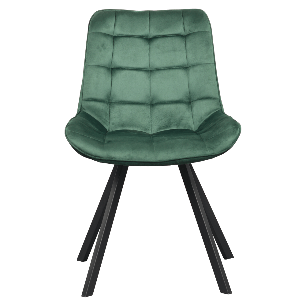 Scaun de luat masa, tesatura Velvet verde inchis/negru, SAMIRA — imaginea 3