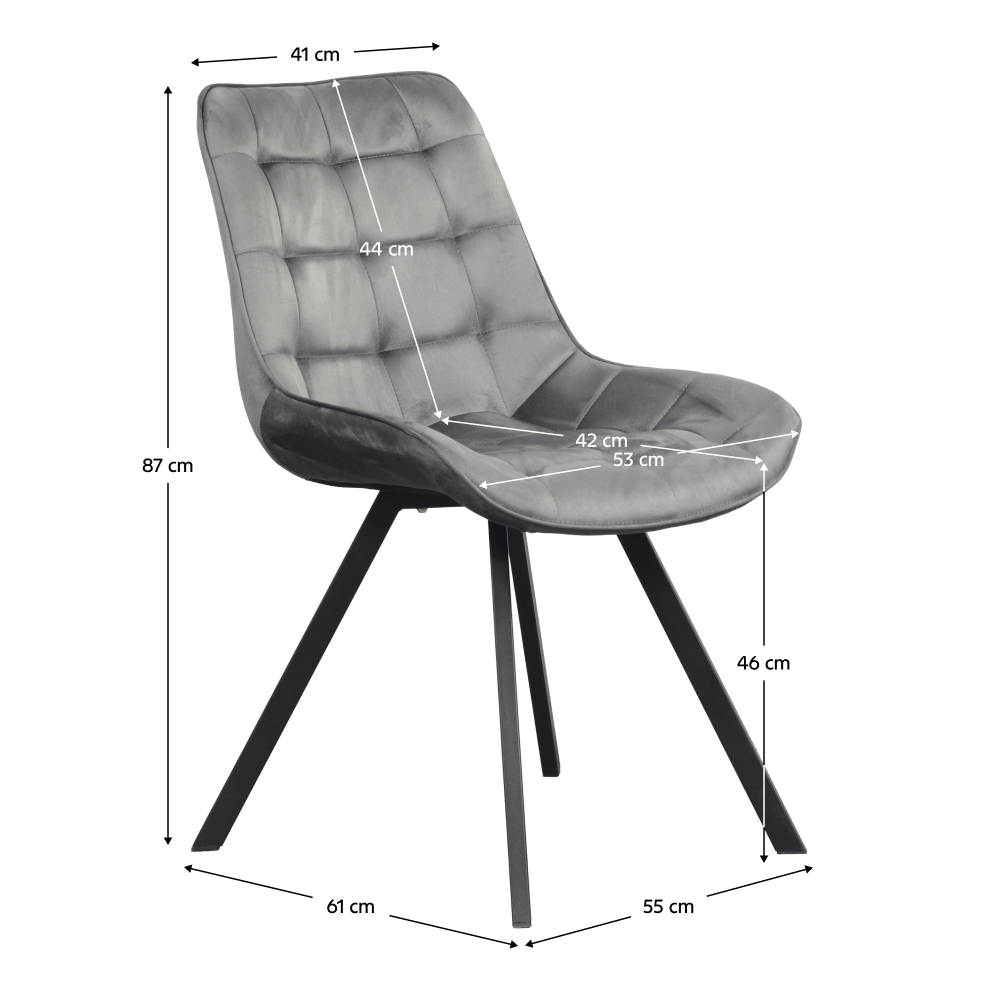 Scaun de sufragerie, tesatura Velvet gri inchis/negru, SAMIRA — imaginea 10