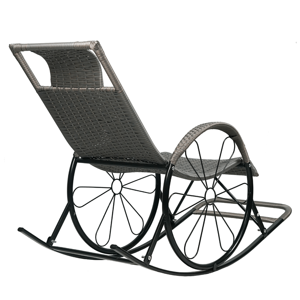 Scaun de balansare, ratan/metal, gri, ROKIN — imaginea 7