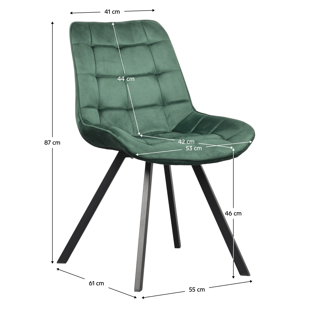Scaun de luat masa, tesatura Velvet verde inchis/negru, SAMIRA — imaginea 10