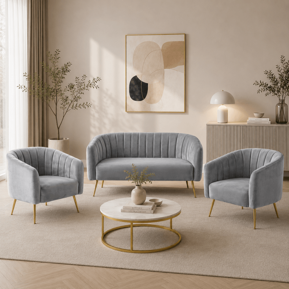 Fotoliu de design, tesatura Velvet gri/gold crom-auriu, BAGY — imaginea 2