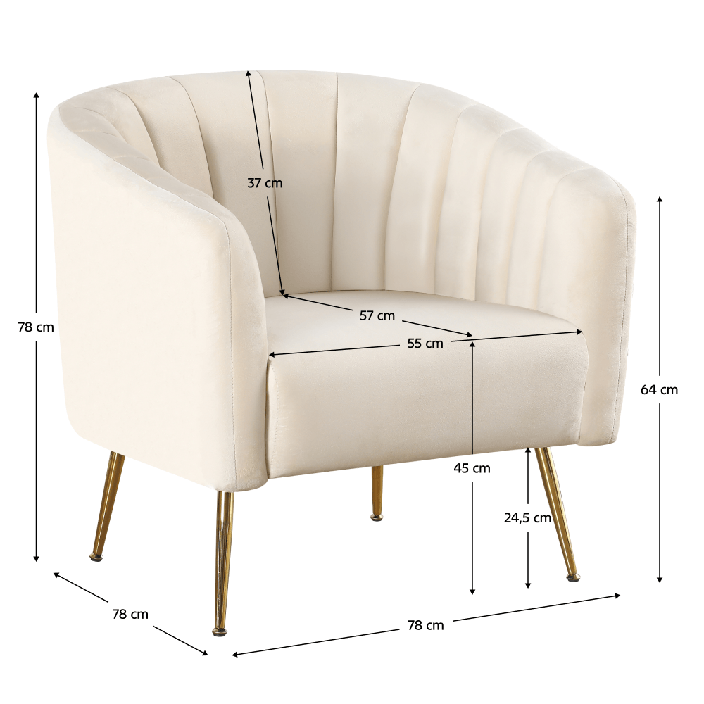 Fotoliu de design, tesatura Velvet bej/gold crom-auriu, BAGY — imaginea 4