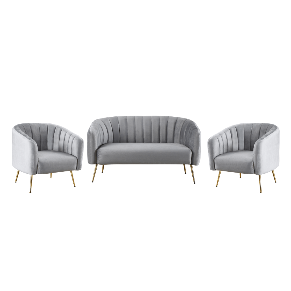 Fotoliu de design, tesatura Velvet gri/gold crom-auriu, BAGY — imaginea 5