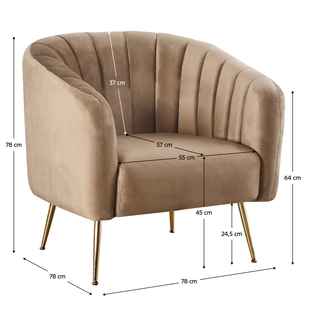 Fotoliu de design, tesatura Velvet maro/gold crom-auriu, BAGY — imaginea 4