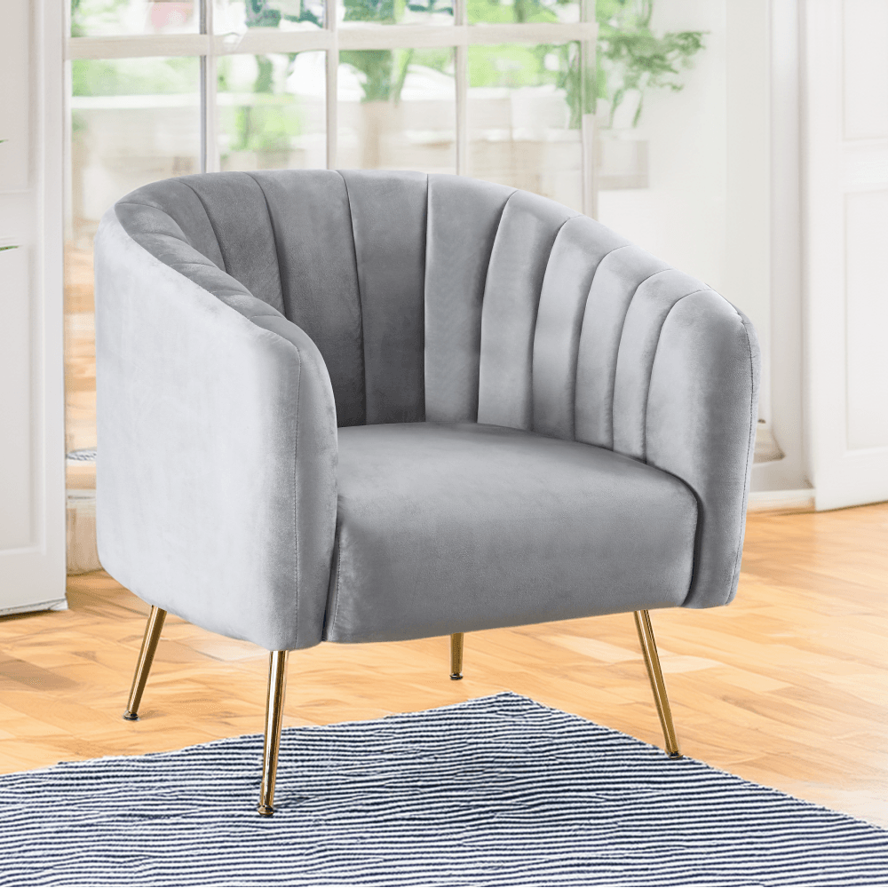 Fotoliu de design, tesatura Velvet gri/gold crom-auriu, BAGY — imaginea 8