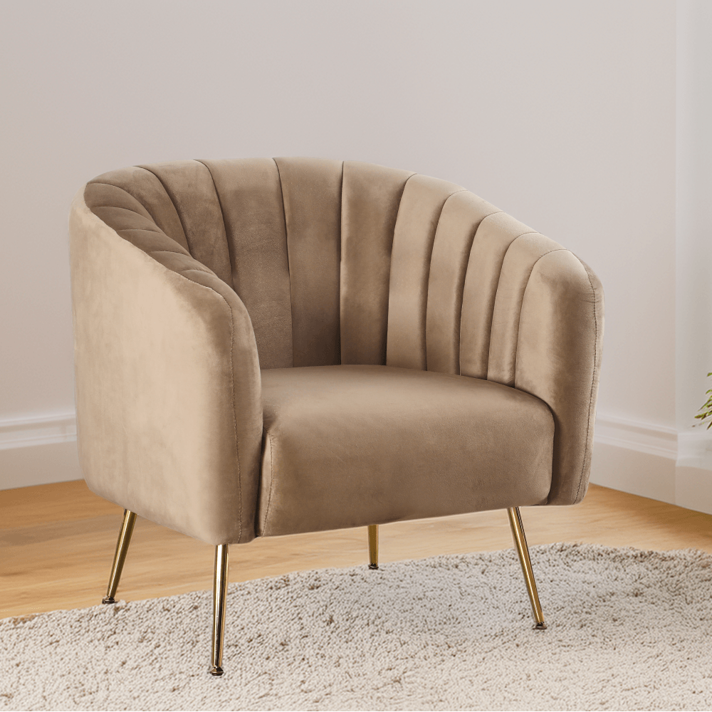 Fotoliu de design, tesatura Velvet maro/gold crom-auriu, BAGY — imaginea 8