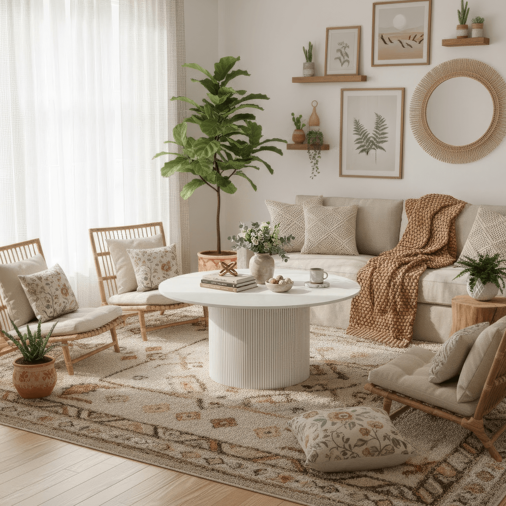 Masuta de cafea, marmura alba/MDF, diametru 80 cm, MAHIR TYP 1 — imaginea 12