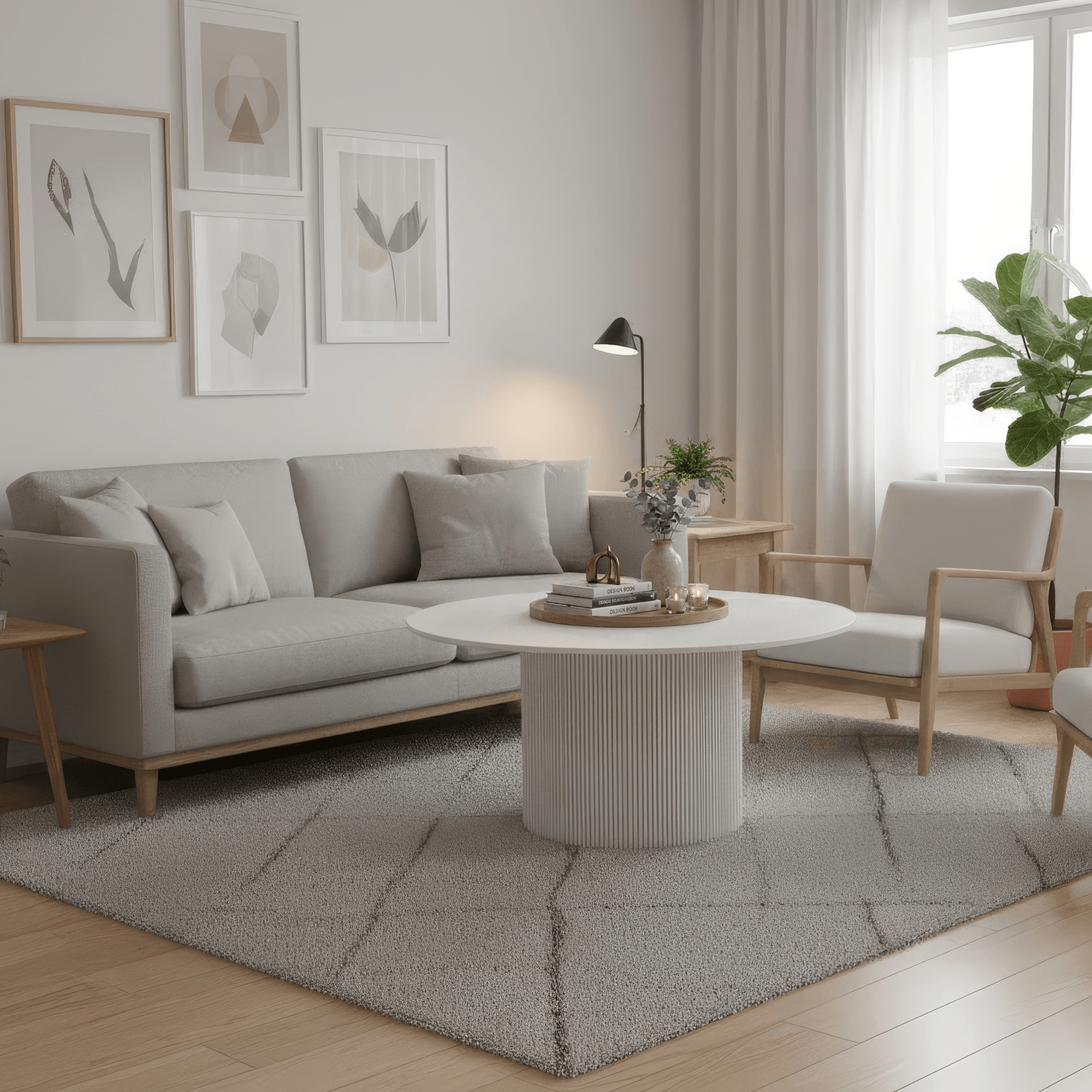Masuta de cafea, marmura alba/MDF, diametru 80 cm, MAHIR TYP 1 — imaginea 13