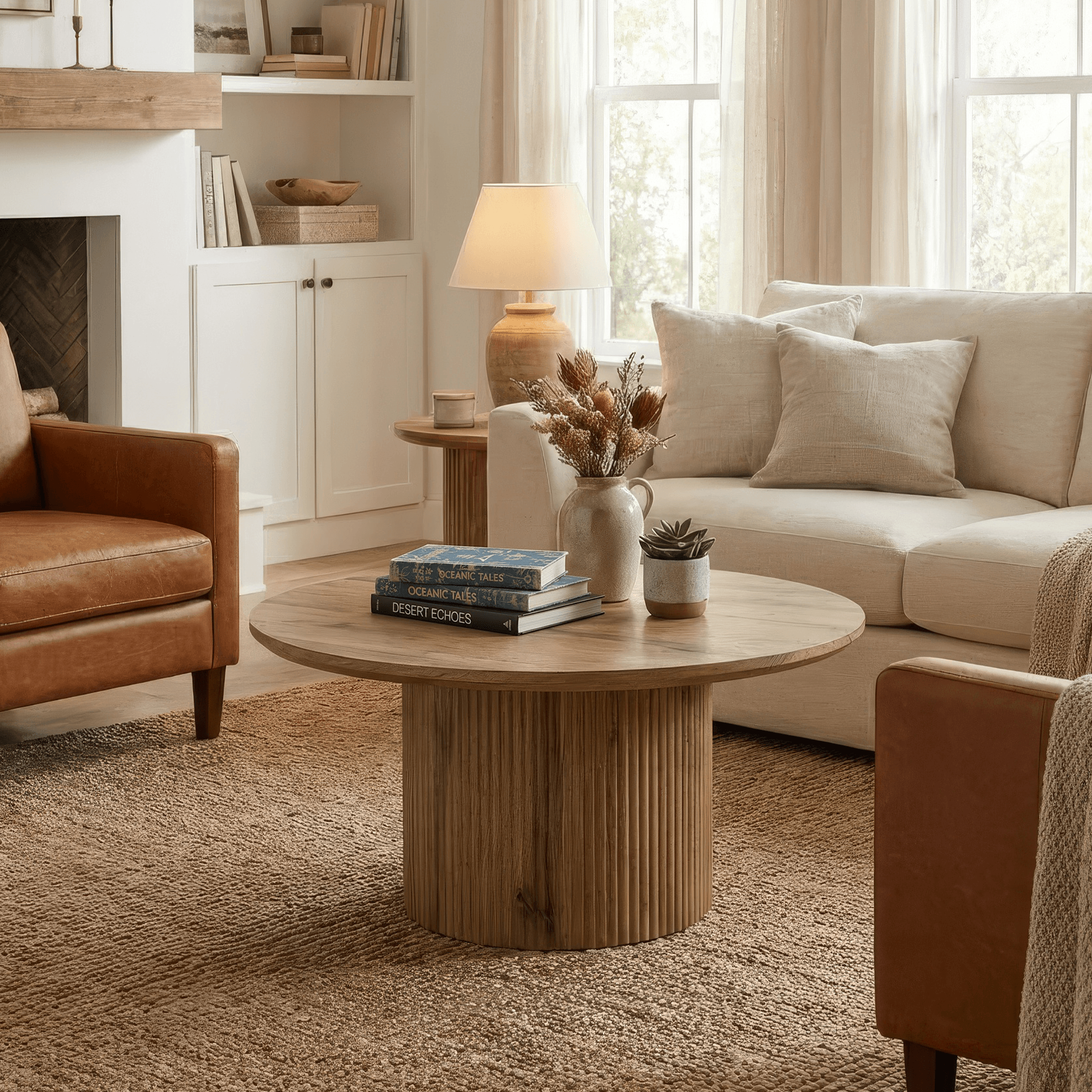 Masuta de cafea, stejar, diametru 80 cm, MAHIR TYP 2 — imaginea 10