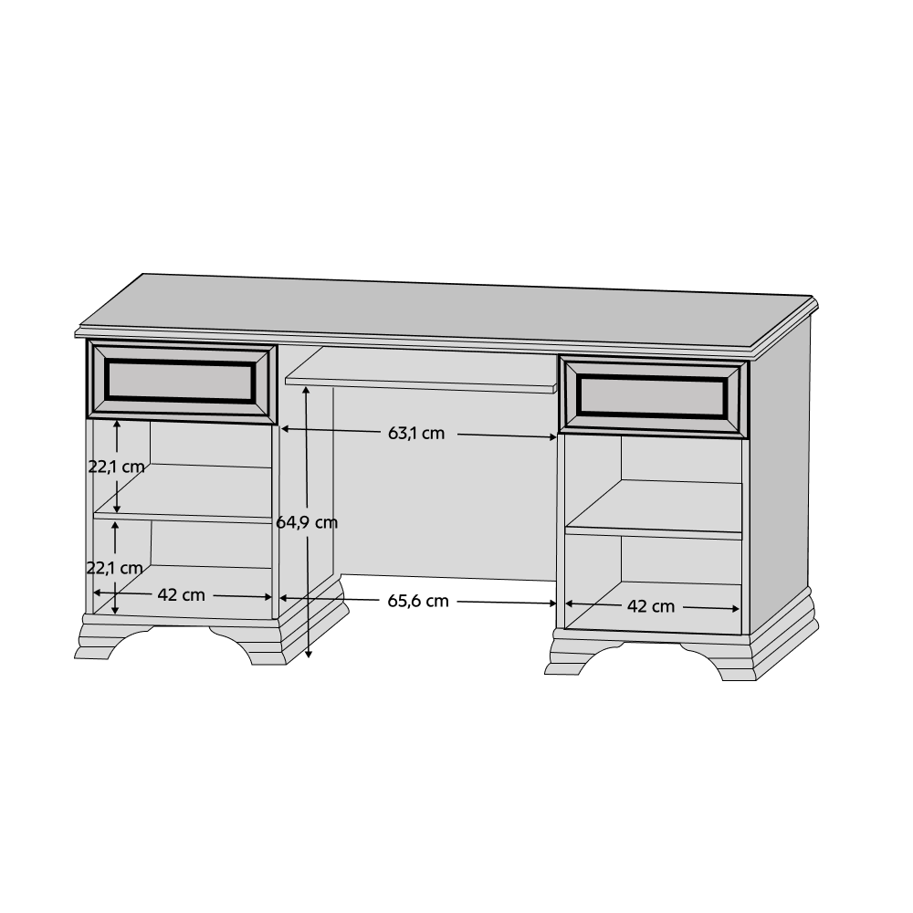 Masa PC, alb alpin, KENTAK BIU2D2S — imaginea 2