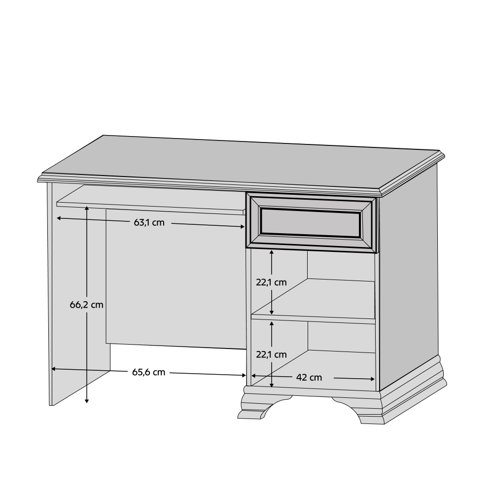 Masa PC, alb alpin, KENTAK BIU1D1S — imaginea 2