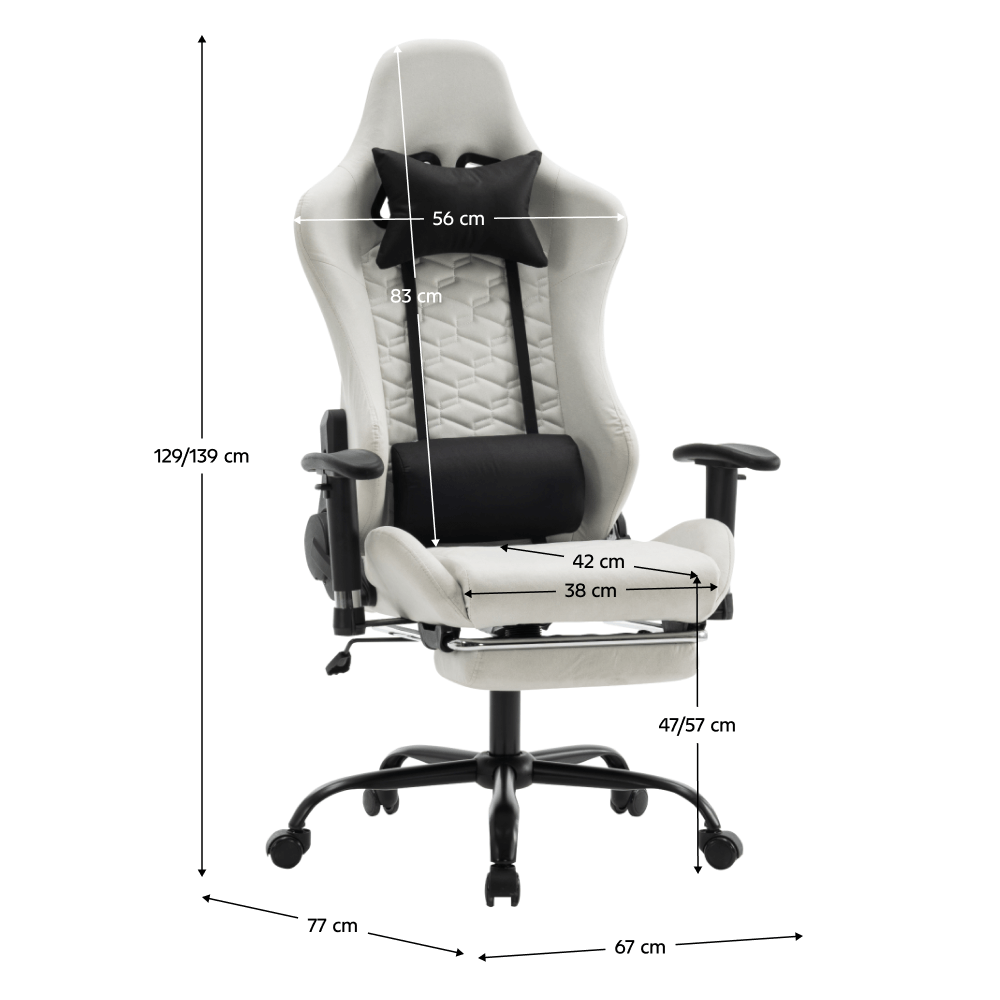 Scaun de birou/gaming, alb/negru, portanta 150 kg, PAPIBAS — imaginea 2