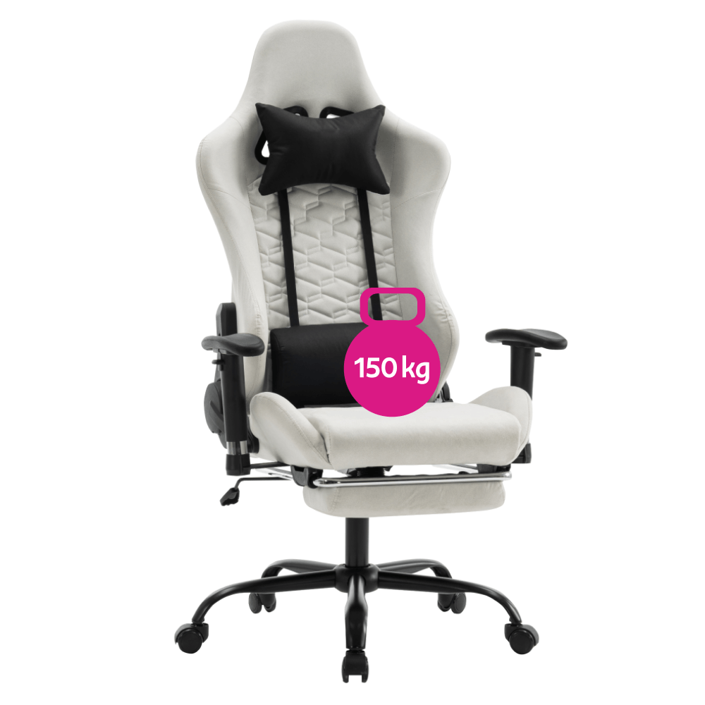 Scaun de birou/gaming, alb/negru, portanta 150 kg, PAPIBAS — imaginea 3