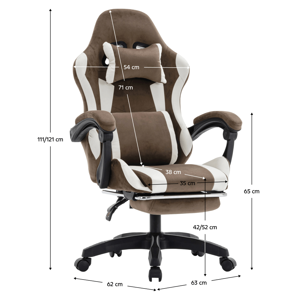 Scaun de birou/gaming, maro/alb, HOSPO — imaginea 4