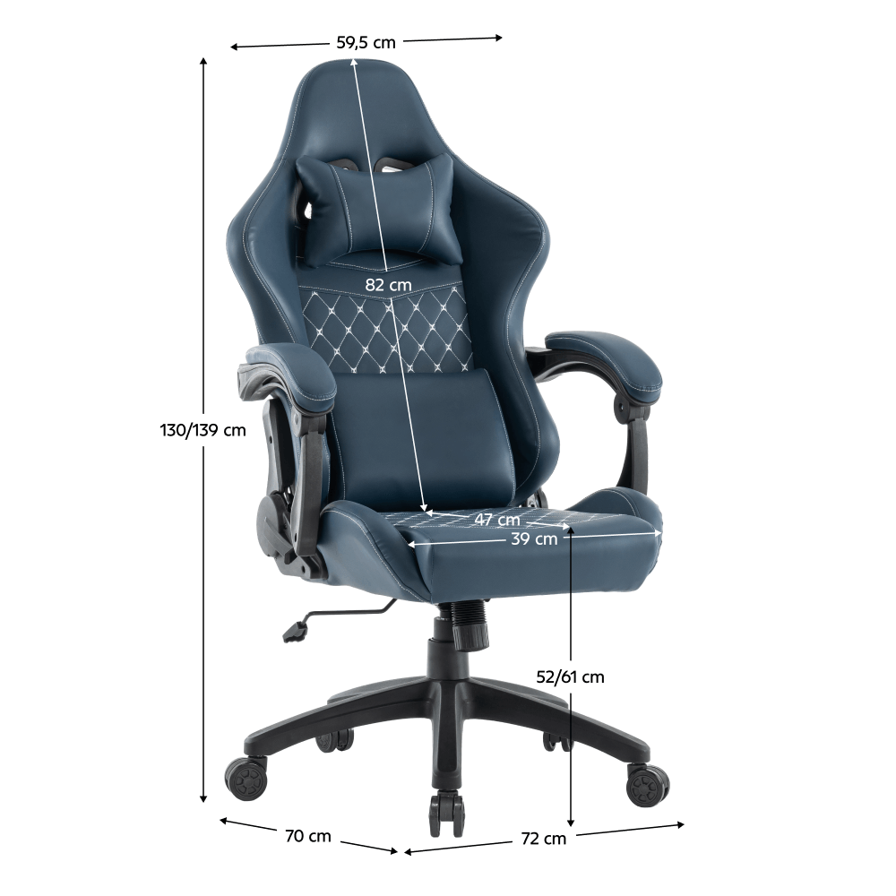 Scaun de birou/gaming, albastru, portanta 150 kg, SAMIE — imaginea 2