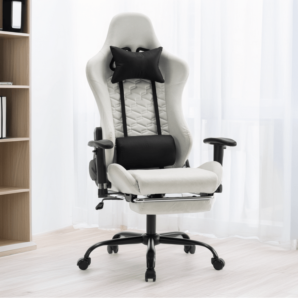 Scaun de birou/gaming, alb/negru, portanta 150 kg, PAPIBAS — imaginea 18