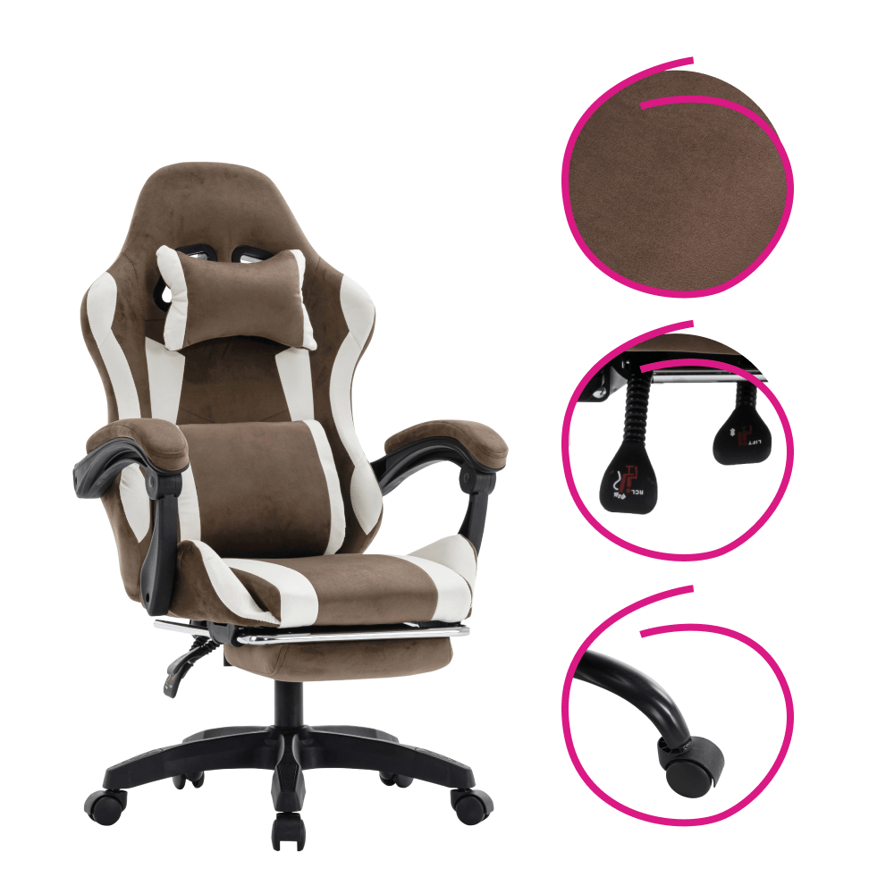 Scaun de birou/gaming, maro/alb, HOSPO — imaginea 18