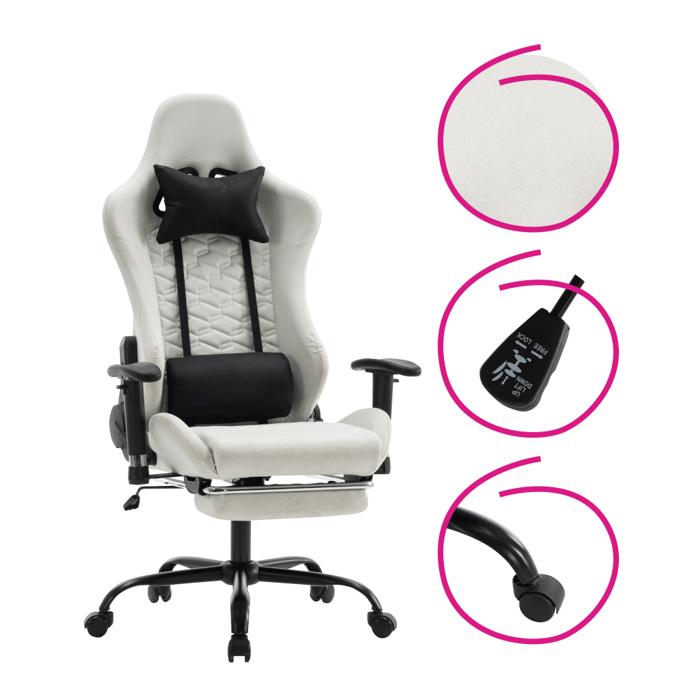 Scaun de birou/gaming, alb/negru, portanta 150 kg, PAPIBAS — imaginea 19