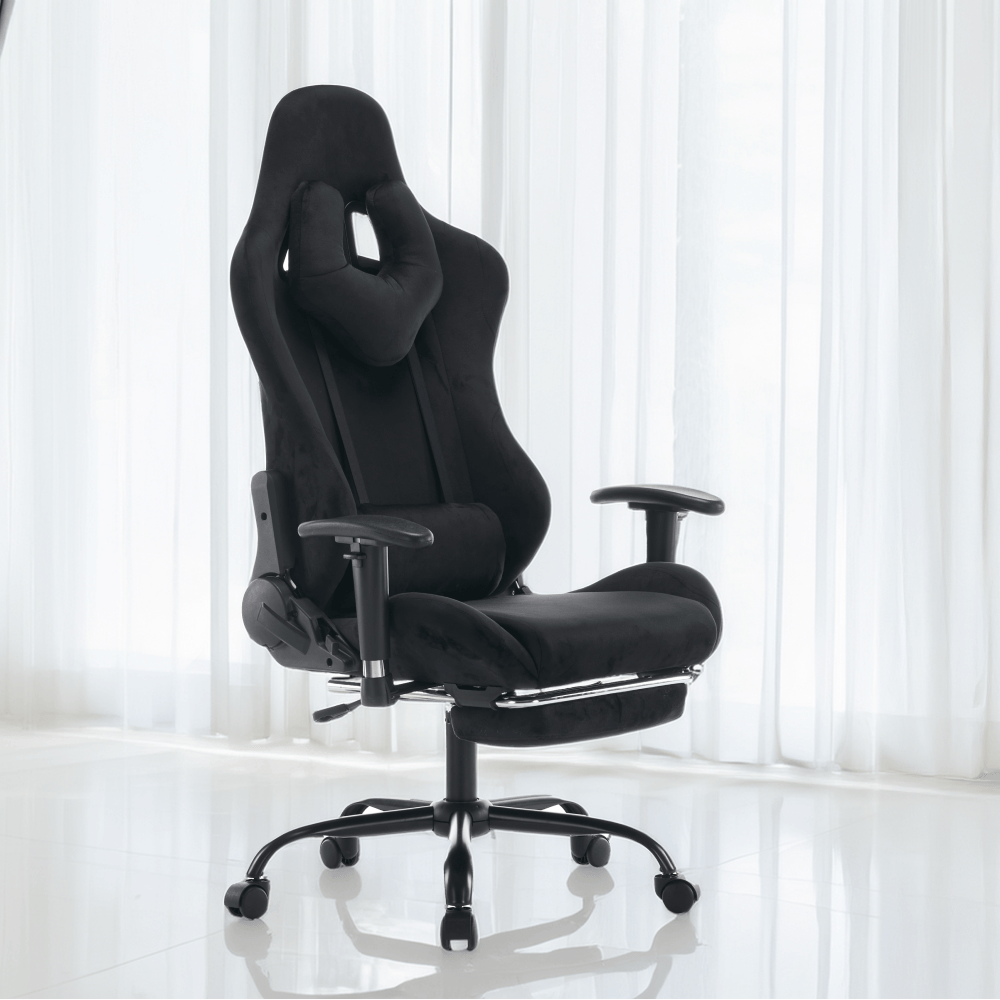 Scaun de birou/gaming, negru, tesatura Velvet, portanta 150 kg, SALOP — imaginea 19
