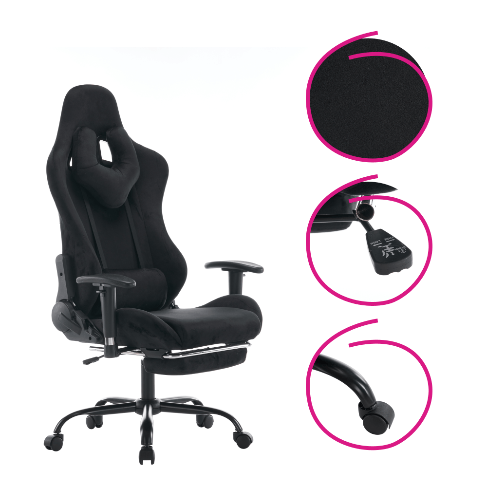 Scaun de birou/gaming, negru, tesatura Velvet, portanta 150 kg, SALOP — imaginea 20