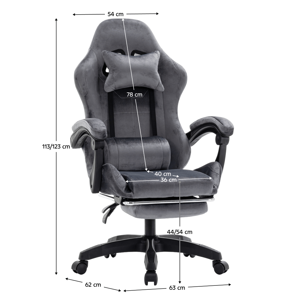 Scaun de birou/gaming, gri, LOPES — imaginea 19