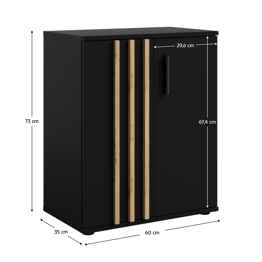 Comoda, 2D, neagra/stejar artisan, TOLIS TYP 1 — imaginea 4
