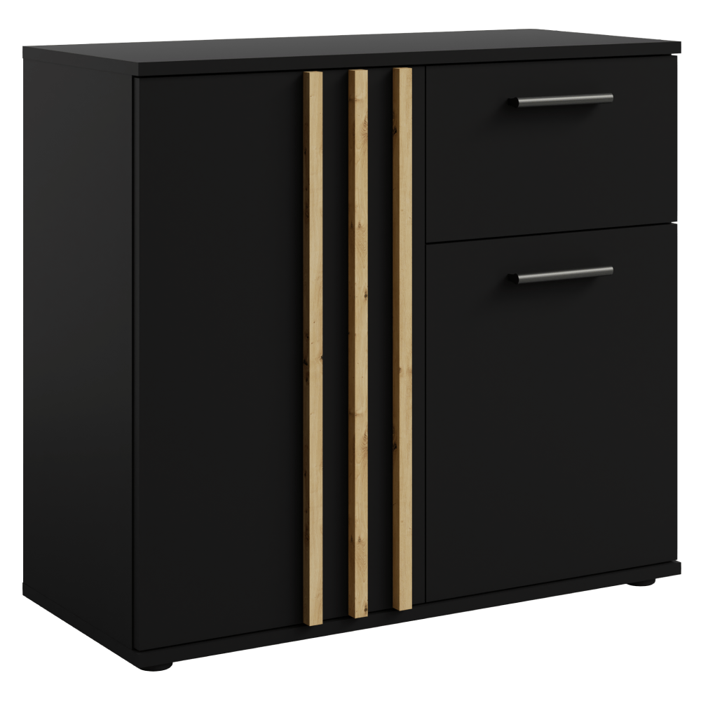 Comoda, 2D1S, neagra/stejar artisan, TOLIS TYP 4