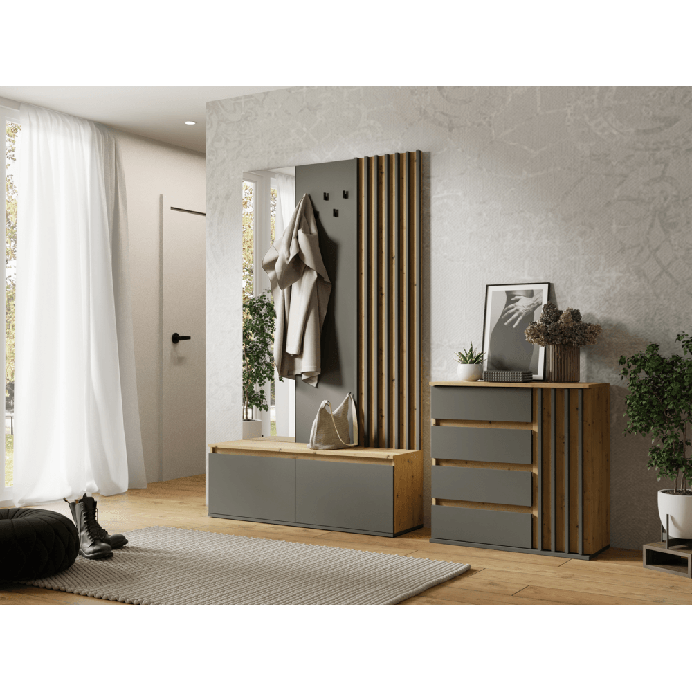 Set pentru hol, grafit/stejar artisan, DERIS — imaginea 2