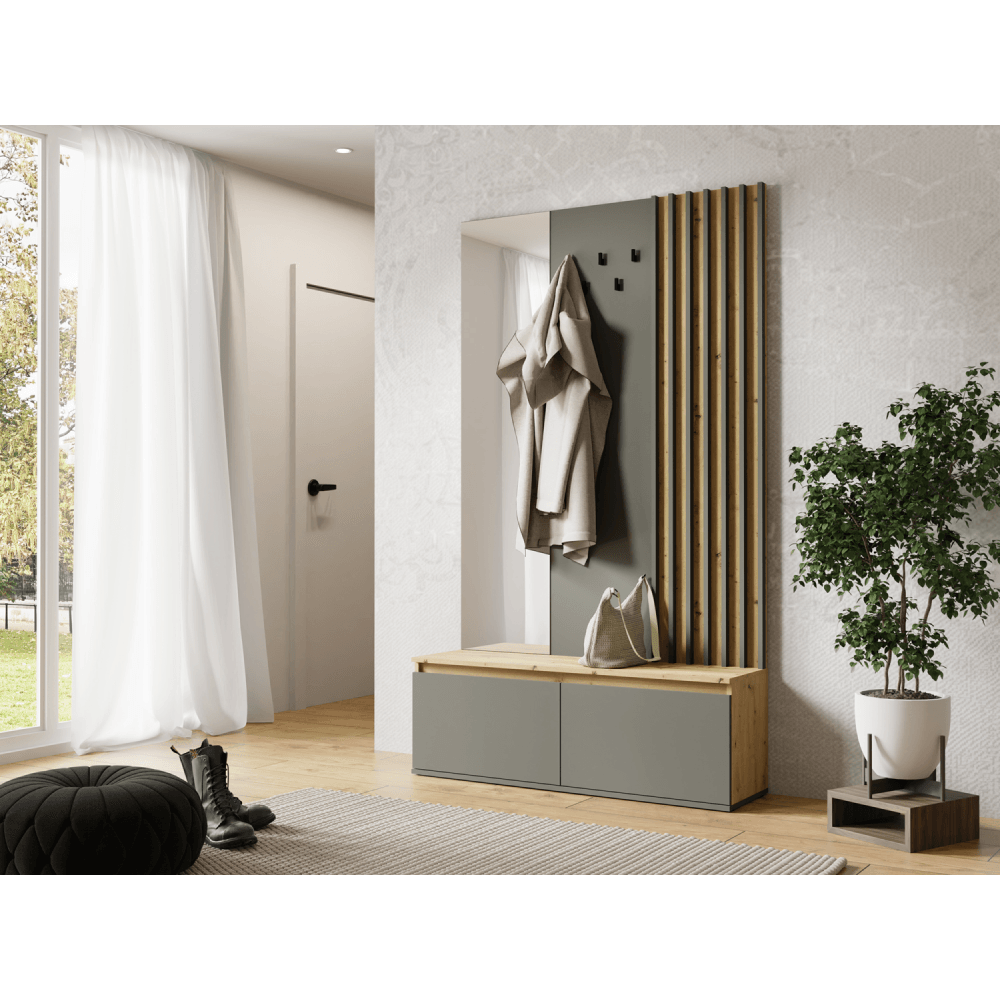 Set pentru hol, grafit/stejar artisan, DERIS — imaginea 3