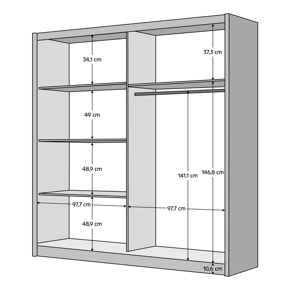 Dulap, 2D-200, alb/stejar artisan, BAJADERO TYP 2 — imaginea 6