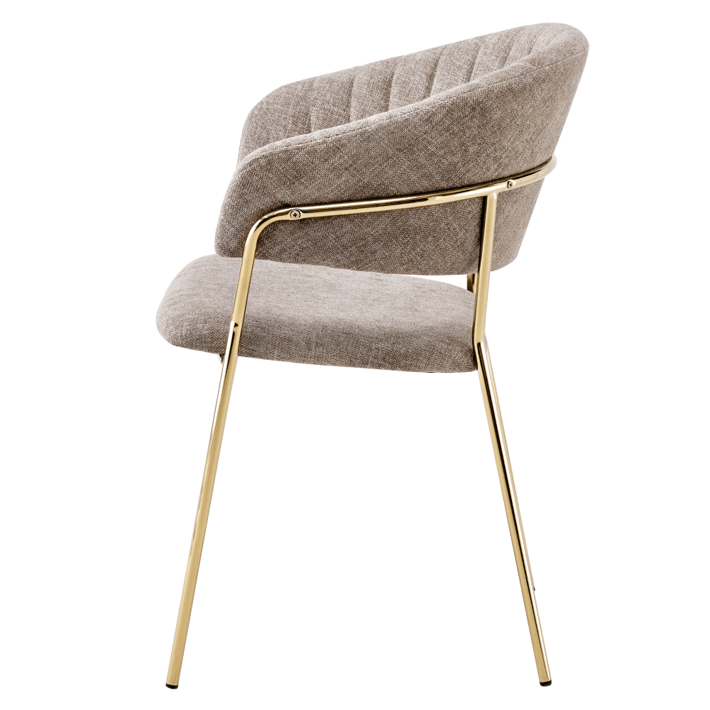 Fotoliu de sufragerie de design, textil maro/gold crom auriu, DASMIN TIP 1 — imaginea 2