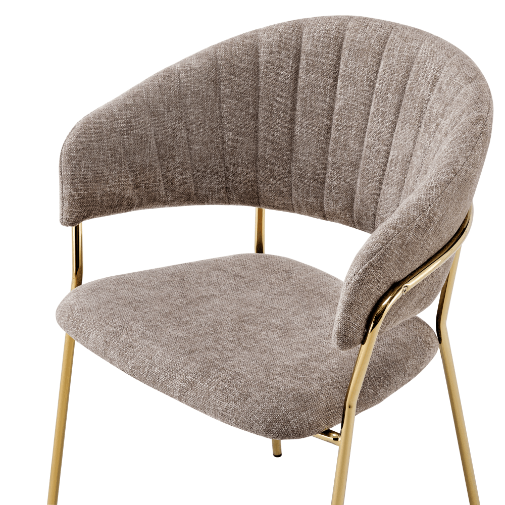 Fotoliu de sufragerie de design, textil maro/gold crom auriu, DASMIN TIP 1 — imaginea 3