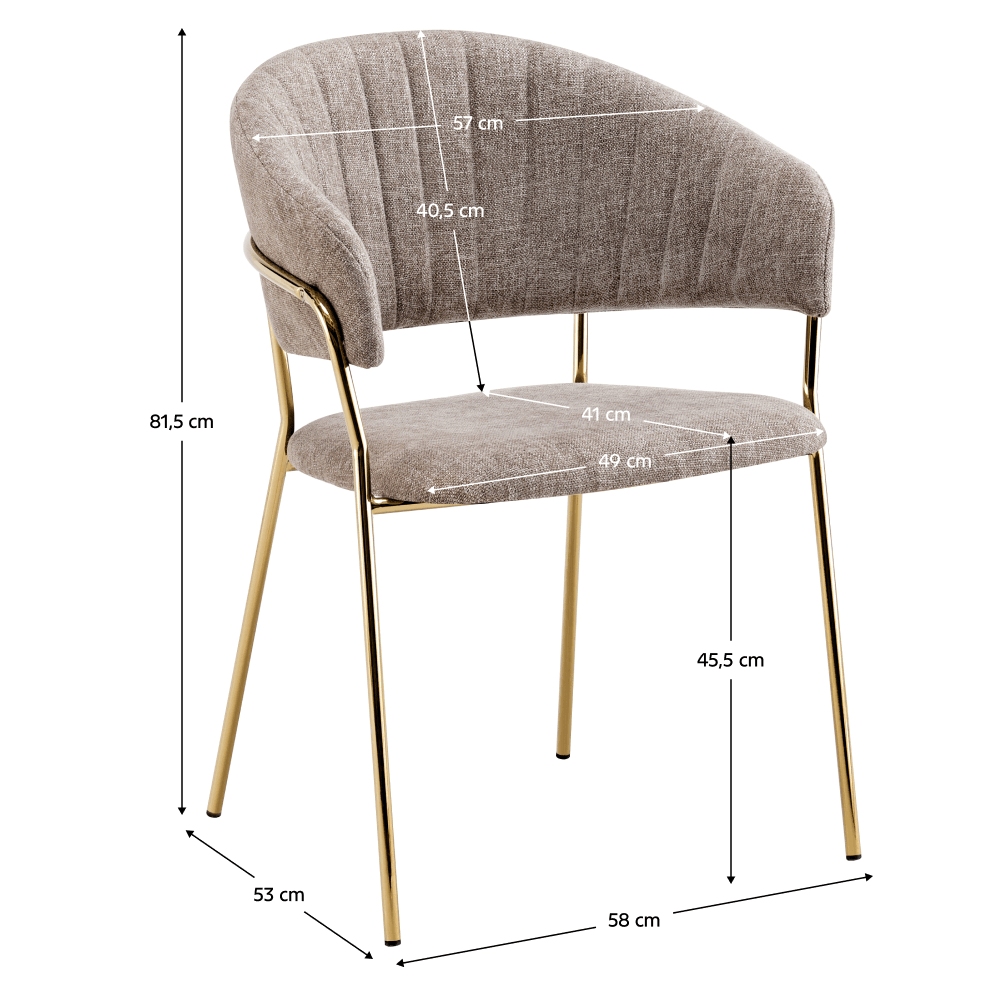 Fotoliu de sufragerie de design, textil maro/gold crom auriu, DASMIN TIP 1 — imaginea 5