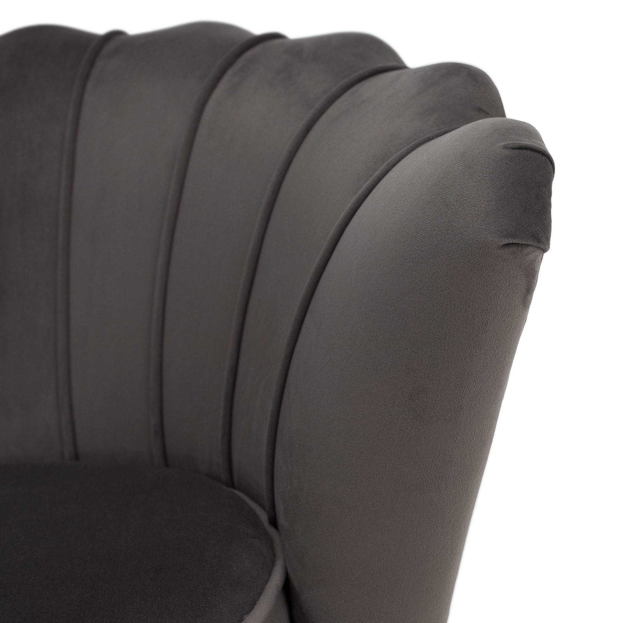Fotoliu in stilul Art-deco, gri-maro tesatura Velvet/gold crom auriu, NOBLEO — imaginea 7