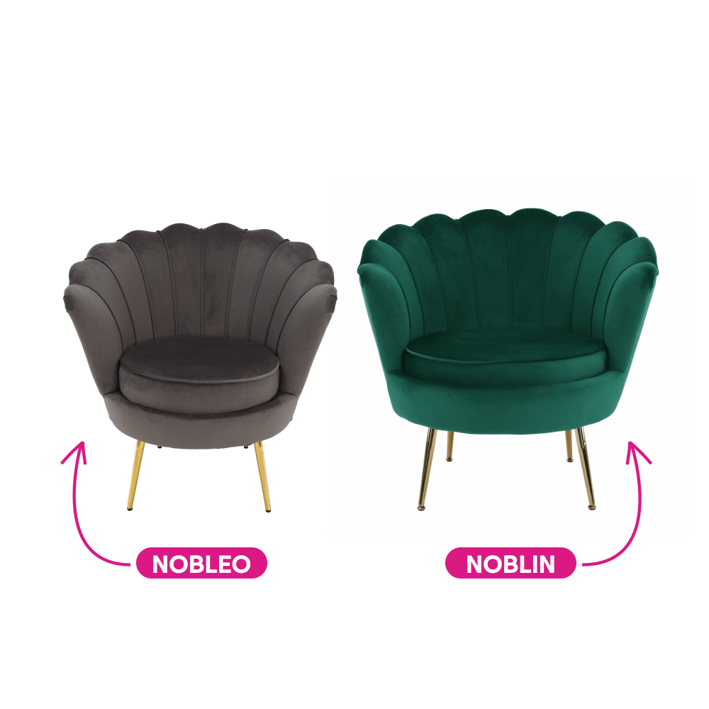 Fotoliu in stilul Art-deco, gri-maro tesatura Velvet/gold crom auriu, NOBLEO — imaginea 14