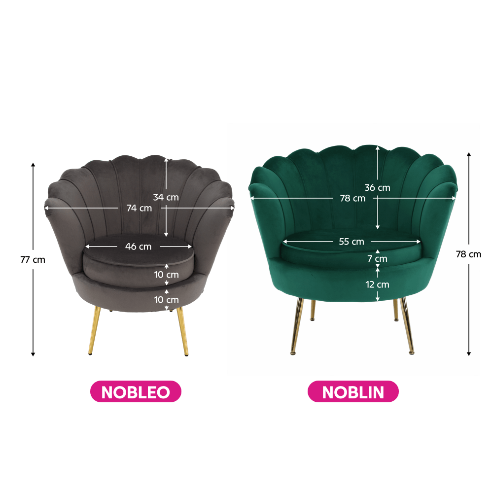 Fotoliu in stilul Art-deco, gri-maro tesatura Velvet/gold crom auriu, NOBLEO — imaginea 15