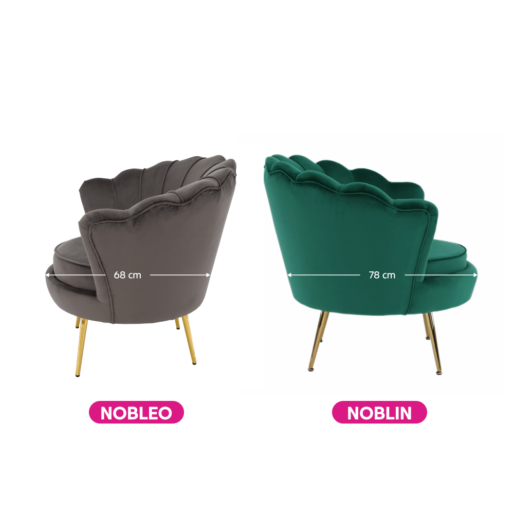 Fotoliu in stilul Art-deco, gri-maro tesatura Velvet/gold crom auriu, NOBLEO — imaginea 16