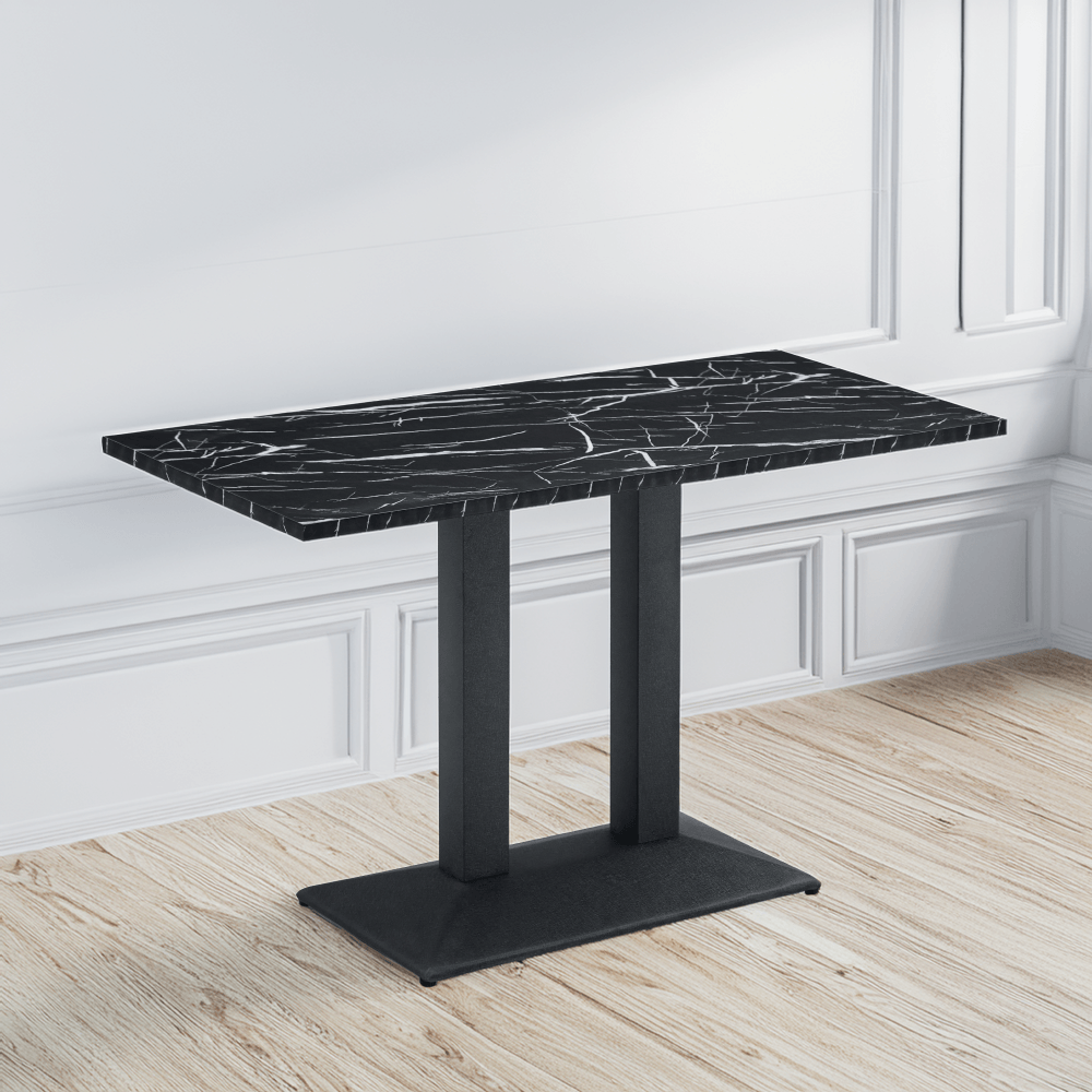 Masa de sufragerie bistro, marmura neagra/negru, 120x60 cm, RINALDO TYP 2 — imaginea 4