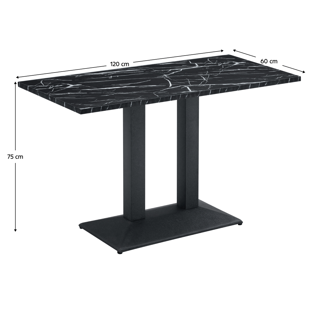 Masa de sufragerie bistro, marmura neagra/negru, 120x60 cm, RINALDO TYP 2 — imaginea 5