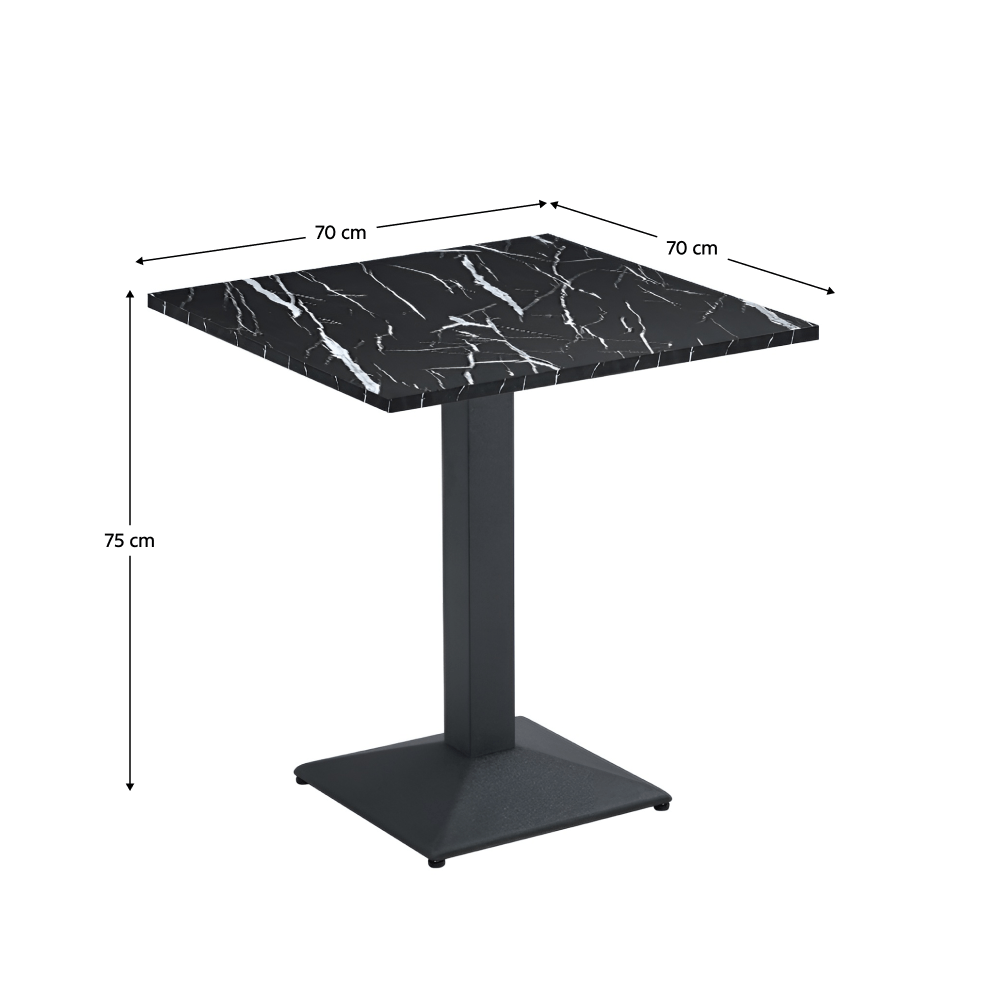 Masa de sufragerie bistro, marmura neagra/negru, 70x70 cm, RINALDO TYP 1 — imaginea 6